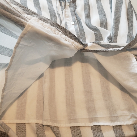 Love Notes Women's Strip Button Up Roll Tab Long Sleeve Shirt Dress - Picture 4 of 8